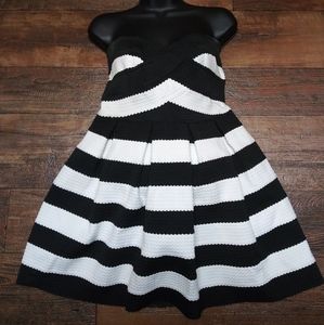 Black & White Color Block Strapless Dress